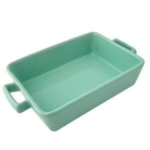 Martha Stewart Stoneware Rectangle Casserole Bakeware Mint 9" x 5.5” Farmhouse